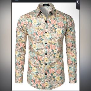 Jogal Men's Floral Dress Shirt - Colorful Design